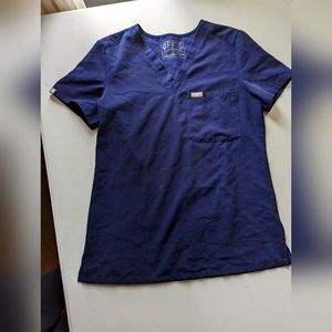 XXS Navy blue fig one pocket top scrub
